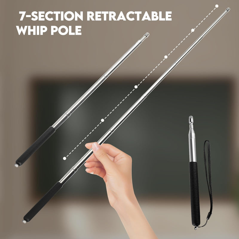 2pcs Retractable Teacher's Whip,Teaching Whip,Metal Retractable Whip,Extended Handheld Presenter,Whiteboard Whip Blue (7.8IN, Black) 7.8IN