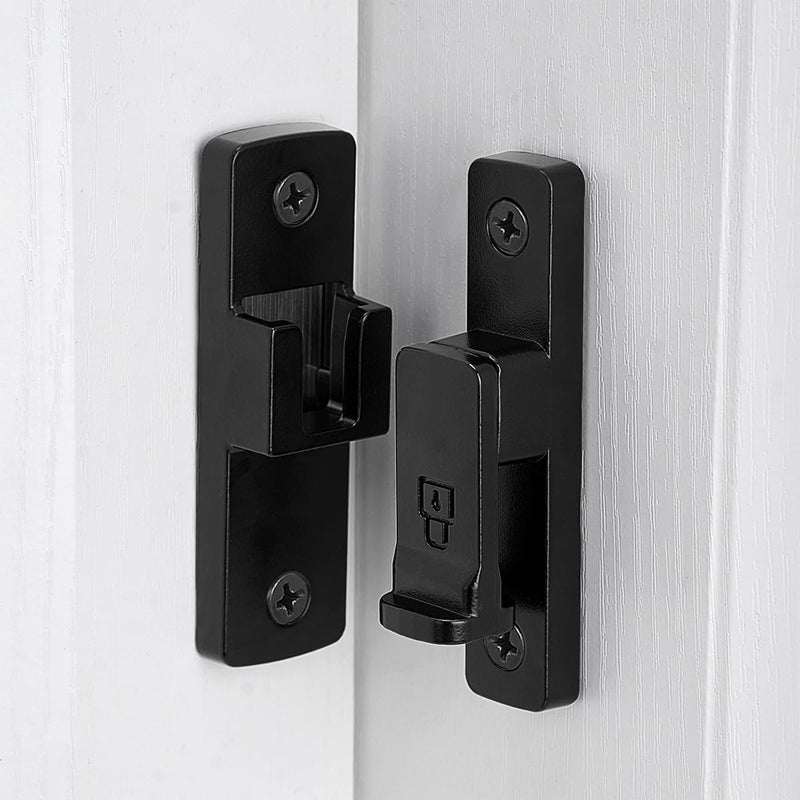 INIRET3 Packs Black 90 Degree Barn Door Lock ，Premium Zinc Alloy Latch - Flip Gate Latches ，for Cabinets, Bathroom, Barn & Garden Doors - Secure Sliding Door Hardware Black_90 Degree 3
