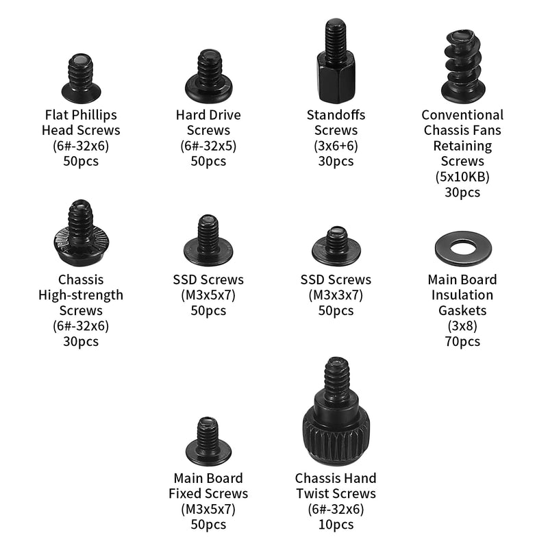 420pcs Computer Screws, Motherboard Standoffs and Screws Kit, Motherboard Screws, Laptop Screws, Computer Case Screws, PC Fan Screws for HDD SSD Screws Hard Drive Computer Fan Replacement Screws