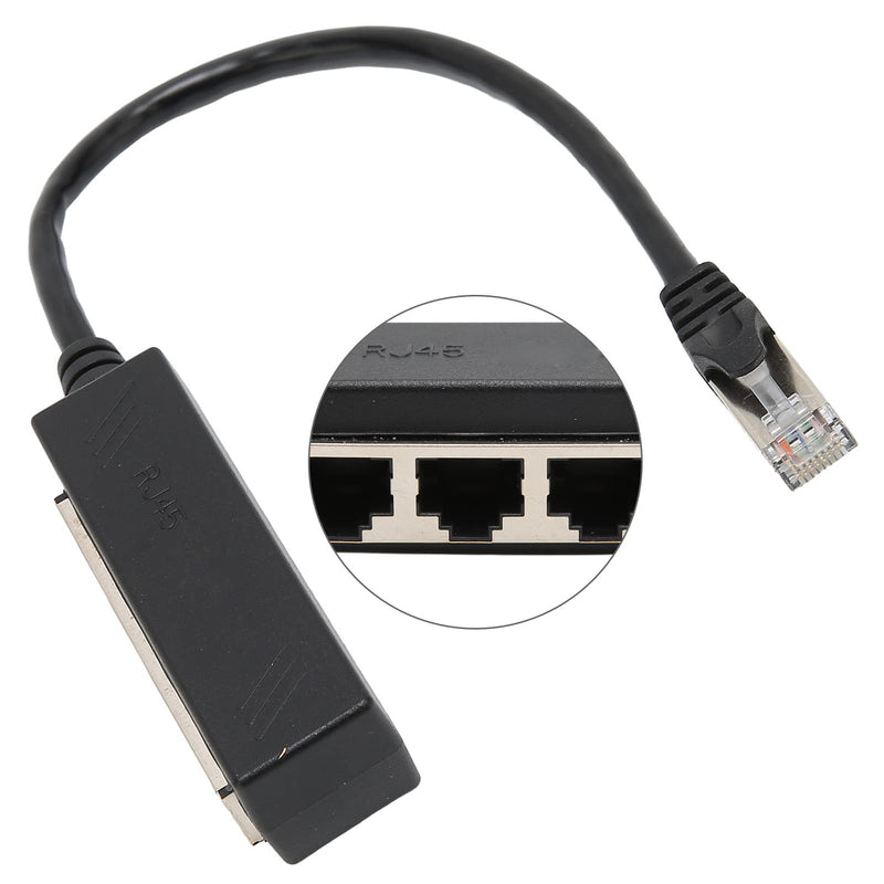 Emoshayoga Ethernet Splitter 1 to 4 , RJ45 Splitter Adapter Black 8 Pins 4xRJ45 Net Port Expand Access for Laptop