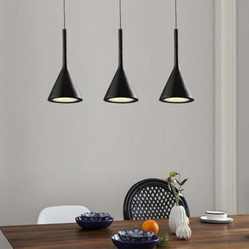 1-Light Small Industrial Kitchen Island Pendant Lights- Farmhouse Black Cone Shade, Living Room Bedroom Bedside Adjustable Hanging Ceiling Lamp with E27 Socket