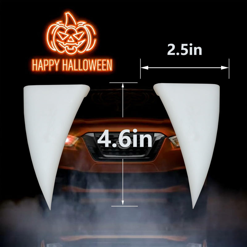 Halloween Decoration Car Teeth for Cars, Truck, or SUV,Vampire Fangs Teeth for car- Mounts to Front Grille on Vehicles,DIY Your Car,A Pair White Large Teeth
