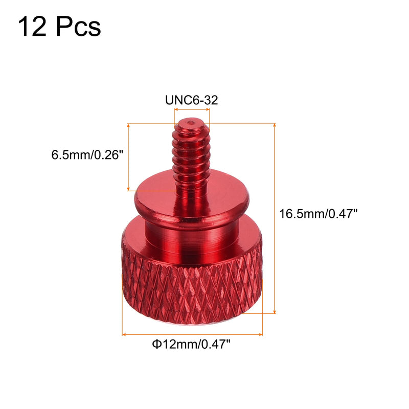 MECCANIXITY 12pcs UNC6-32x6.5mm Knurled Thumb Screw Computer Case Threaded Hand Tighten Screws Aluminum Alloy for PC Case, Wine Red
