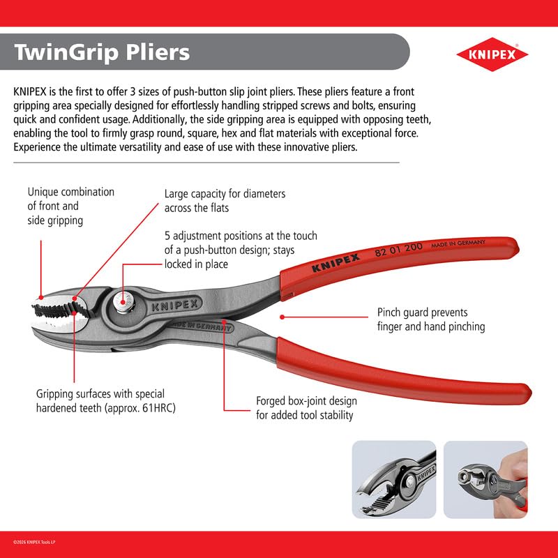 KNIPEX Tools 82 01 150 SBA TwinGrip Pliers, 6"
