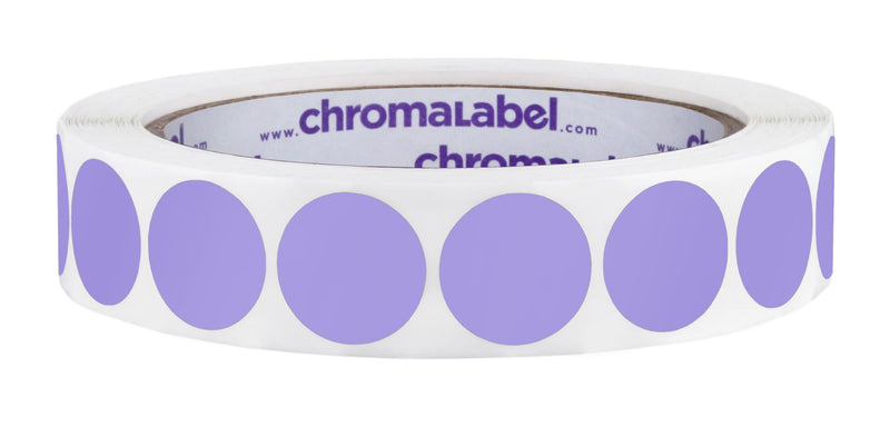 ChromaLabel 0.75 Inch Round Label Permanent Color Code Dot Stickers, 1000 Labels per Roll, Lavender