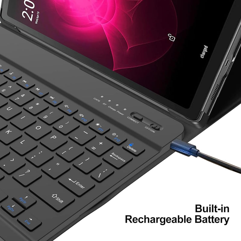 Case with Keyboard for T-Mobile Revvl Tab 5G 10.36 inch Tablet 2023 Released, Slim PU Stand Cover with Magnetically Detachable Wireless Bluetooth Keyboard (Black) Black