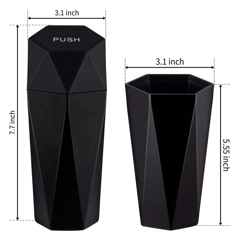 JUSTTOP Car Trash Can with Lid, Diamond Design Small Automatic Portable Trash Can, Easy to Clean, Used in Car Home Office (Black) Black 1