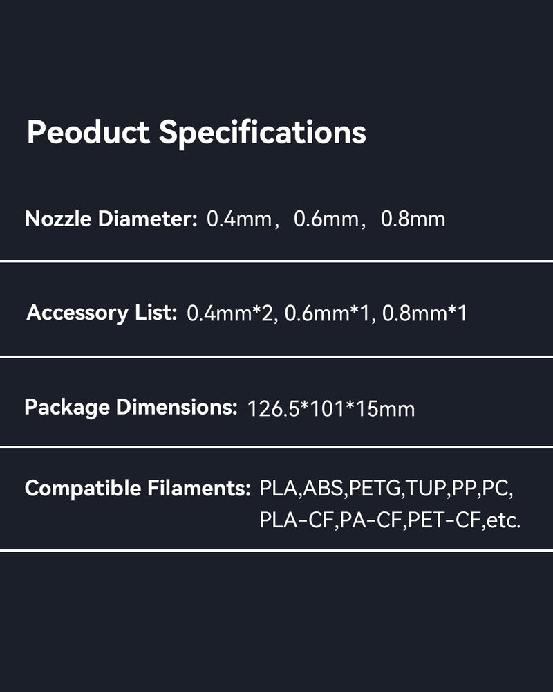 Creality Official K2 Plus Nozzles, 0.4mm, 0.6mm, 0.8mm 4PCS Unicorn Quick-Swap Nozzle Kit 0.4mm 0.6mm 0.8mm, Copper Alloy and Hardened Steel Nozzle Suitable for K2 Plus, K2, Creality Hi Combo 4P-0.4/0.6/0.8
