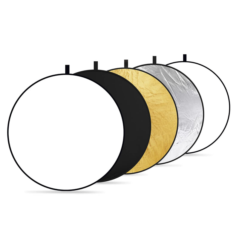 NEEWER 43 Inch/110 Centimeter Light Reflector Diffuser 5 in 1 Collapsible Multi Disc with Bag - Translucent, Silver, Gold, White, and Black for Studio Photography Lighting Outdoor 110cm