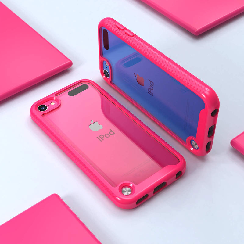 iPod Touch 7th Generation Case, 2 in 1 Shockproof iPod Case with 2 HD Screen Protectors, Hybrid Heavy Duty Protection Shock Resistant Cover for iPod Touch 5/6/7th Generation, Rose