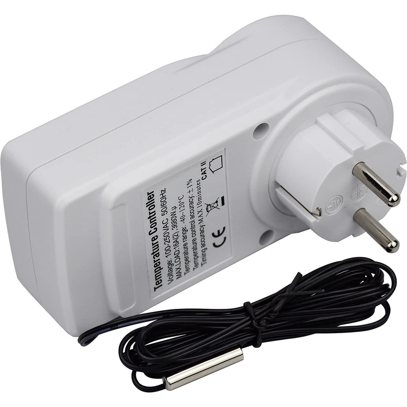 Temperature controller 230 V digital thermostat socket plug thermostat with sensor timer, temperature socket heating cooling for greenhouse electric blanket water tank
