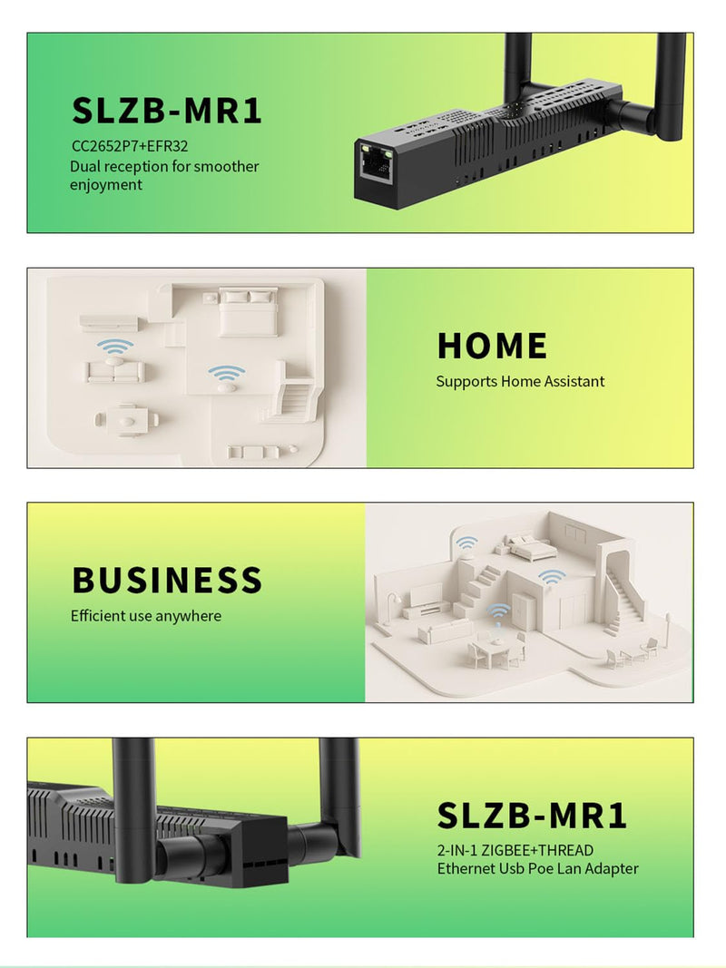 SMLIGHT SLZB-MR1 - Zigbee 3.0 to Ethernet,USB,and WiFi Gateway Coordinator with PoE,Universal Gateway for Home Assistant/ Zigbee2MQTT/ZHA,Wireless Zigbee 3.0 USB Adapter
