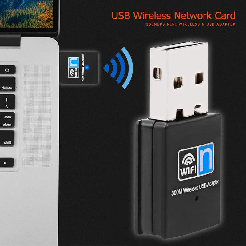 300Mbps USB WiFi Adapter, Wireless LAN Network Card Adapter Stick USB 2.0 Dongle for Desktop Laptop PC Windows 10 8 7 XP MAC OS (Plug-and-Play for Windows10)