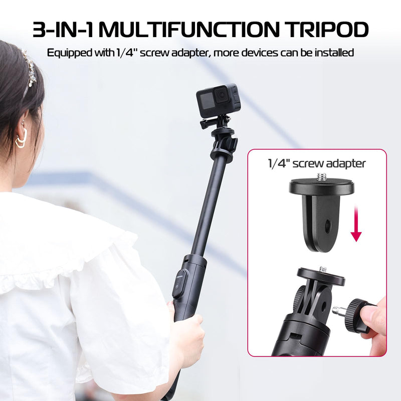 ULANZI SK-03 Selfie Stick Tripod, 64" Professional Stable Phone Tripod Stand for Smartphone/Action Camera, 3 in 1 Extendable Phone Holder with Detachable Remote for Travel Selfies Video Recording Vlog SK-03 Tripod