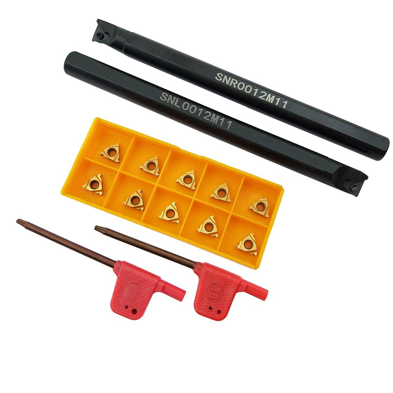 SNR0012M11 + SNL0012M11 Internal and external tap, turning tool holder with 5 pieces 11IR A60 + 5 pieces 11ER A60 threading inserts.