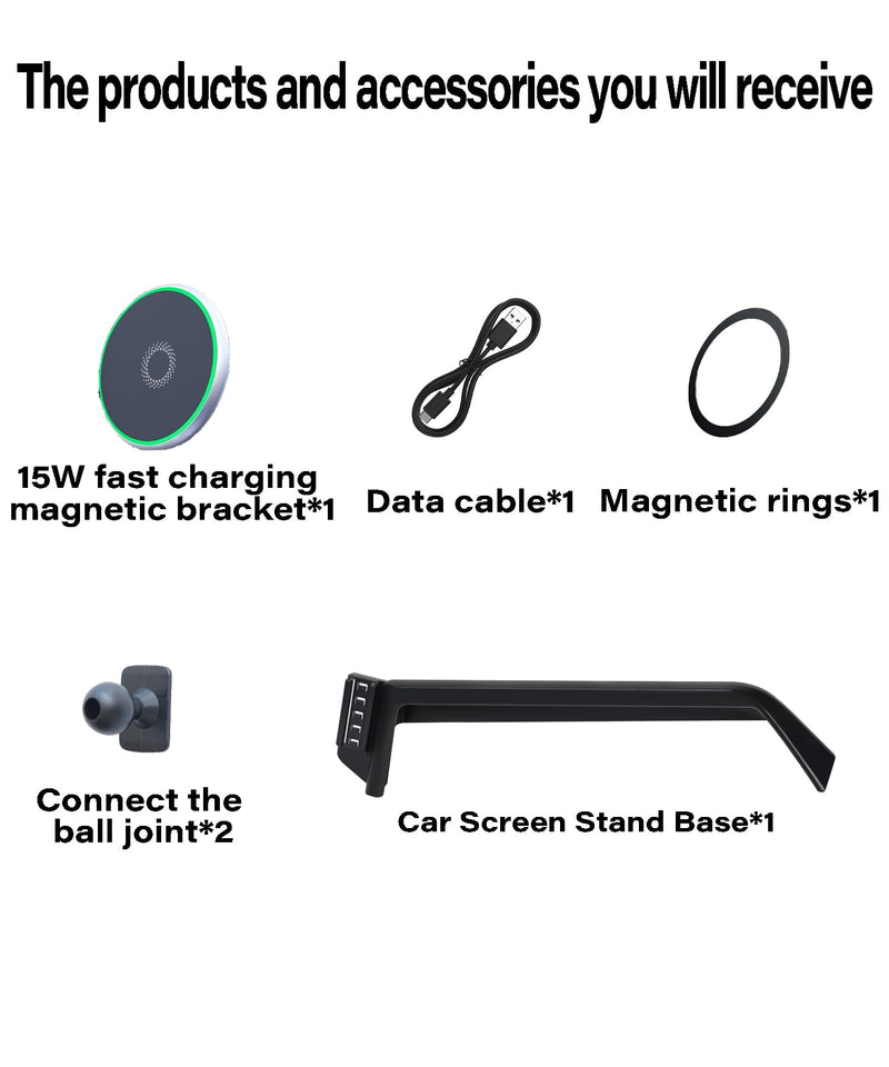 Car Phone Mount for 2020-2025 Toyota Highlander Accessories, Apply to 8 Inch Touch Screen, 15W Fast Wireless Charger Screen Fixed Clip Cell Phone Automobile Cradles Hands-Free