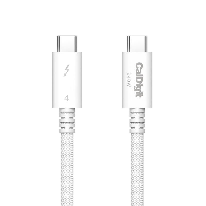 CalDigit Thunderbolt 4 Pro Braided Cable - 1m, 40Gbps, 240W Power Delivery, Compatible with Thunderbolt 3, Thunderbolt 5, USB4 Type C, MacBook Pro, iMac, iPhone 17, White 1m Pro (White)