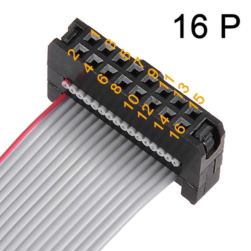 uxcell IDC 16 Pins Connector Flat Ribbon Cable Female Connector Length 30cm 2mm Pitch,5pcs
