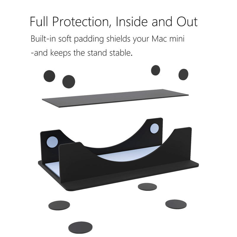Mac mini M4 Stand,Accessories for Mac Mni M4 Pro 2024, Desktop Vertical Mount, with Soft Padding, Improved Heat Dissipation, Easy Port Access,Spacen Saving Minimalist Design,Black