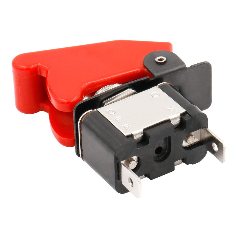 Heschen Metal Toggle Switch Flick Flip, 12V 20A, SPST, ON/OFF 2 Position, 2 Pin, with Waterproof Cap (Red Cap) Red Cap