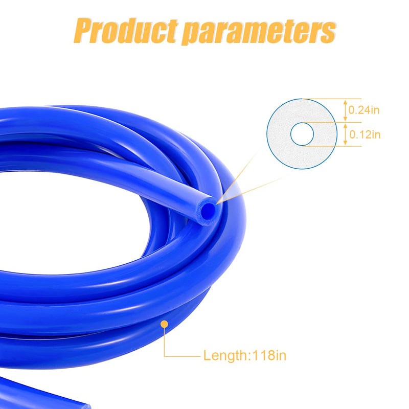 BELOMI Silicone Vacuum Tubing Hose Line, 10 Ft 1/8"(3mm) Inner Diameter Hose, High Tempterature 130PSI Max Pressure for Multiple Use, Auto Replacement Vacuum Hose Line for Vehicle Radiator (Blue) Blue 10 Ft+1/8'' inner diameter