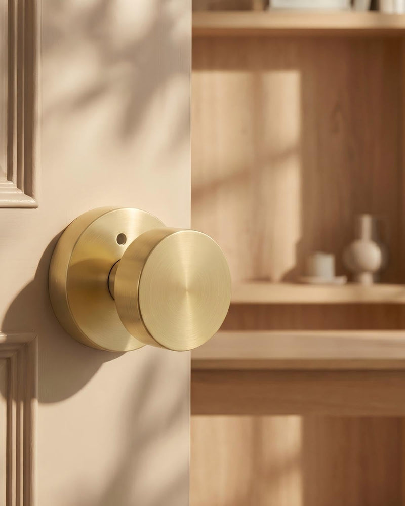 goldenwarm Gold Door Knobs Interior, Heavy Duty Zinc-Alloy Privacy Brushed Gold Interior Door Knobs, Brushed Brass Indoor Doorknobs for Bedroom, Bathroom (1 Pack) 1