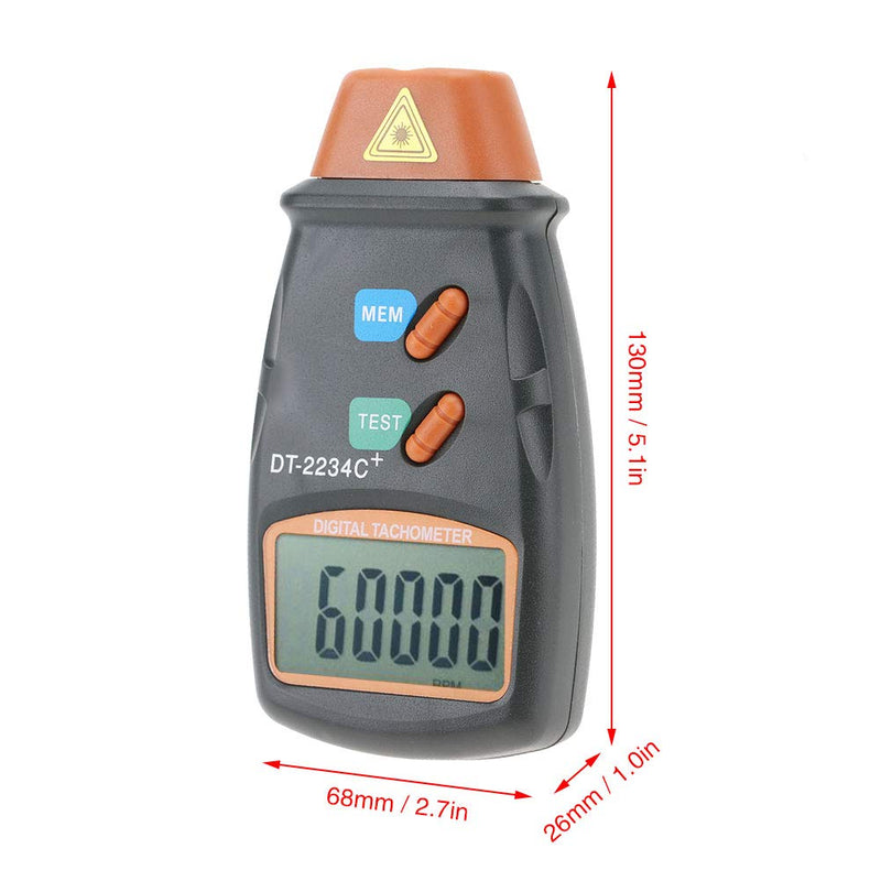 Digital Tachometer, Jectse Tachometer with 5-Digit 18 mm LCD Display, Measuring Range from 2.5 RPM to 99,999 rpm, for Motors, Lathe, Electric