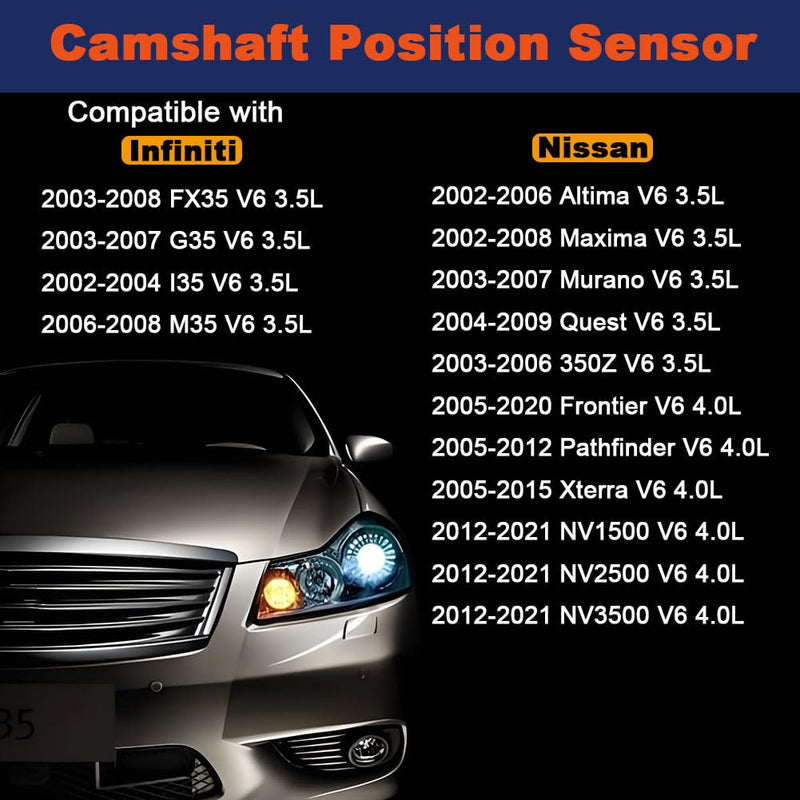 Camshaft Position Sensor Left and Right Compatible with 2002-2021 V6 3.5L 4.0L Nissan Altima Maxima Murano Quest 350Z Frontier Pathfinder Xterra,2003-2008 Infiniti FX35 G35 I35 M35 Set of 2 Camshaft Sensor