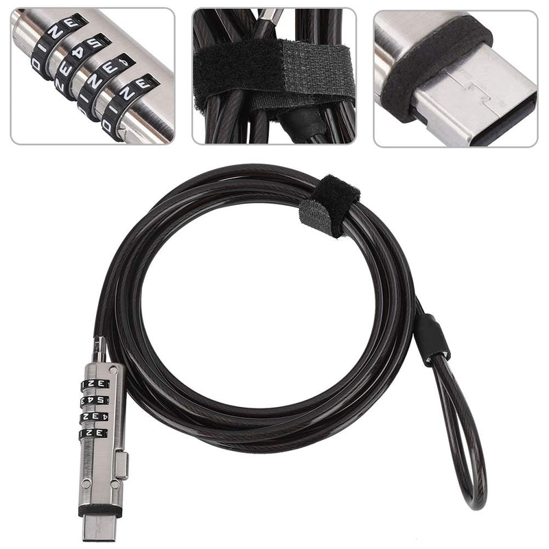 Computer Lock,Laptop Keyless Security Cable Combination Lock Anti-Theft Safety Lock with Locking Cable for Desktop, Laptop, Projector