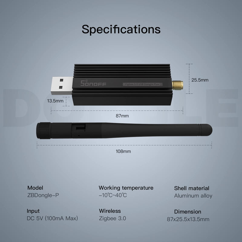 SONOFF Zigbee 3.0 USB Dongle Plus Gateway, Universal Zigbee USB Gateway with Antenna for Home Assistant, IoBroker, Wireless Zigbee 3.0 USB Adapter(1 Pack) 1