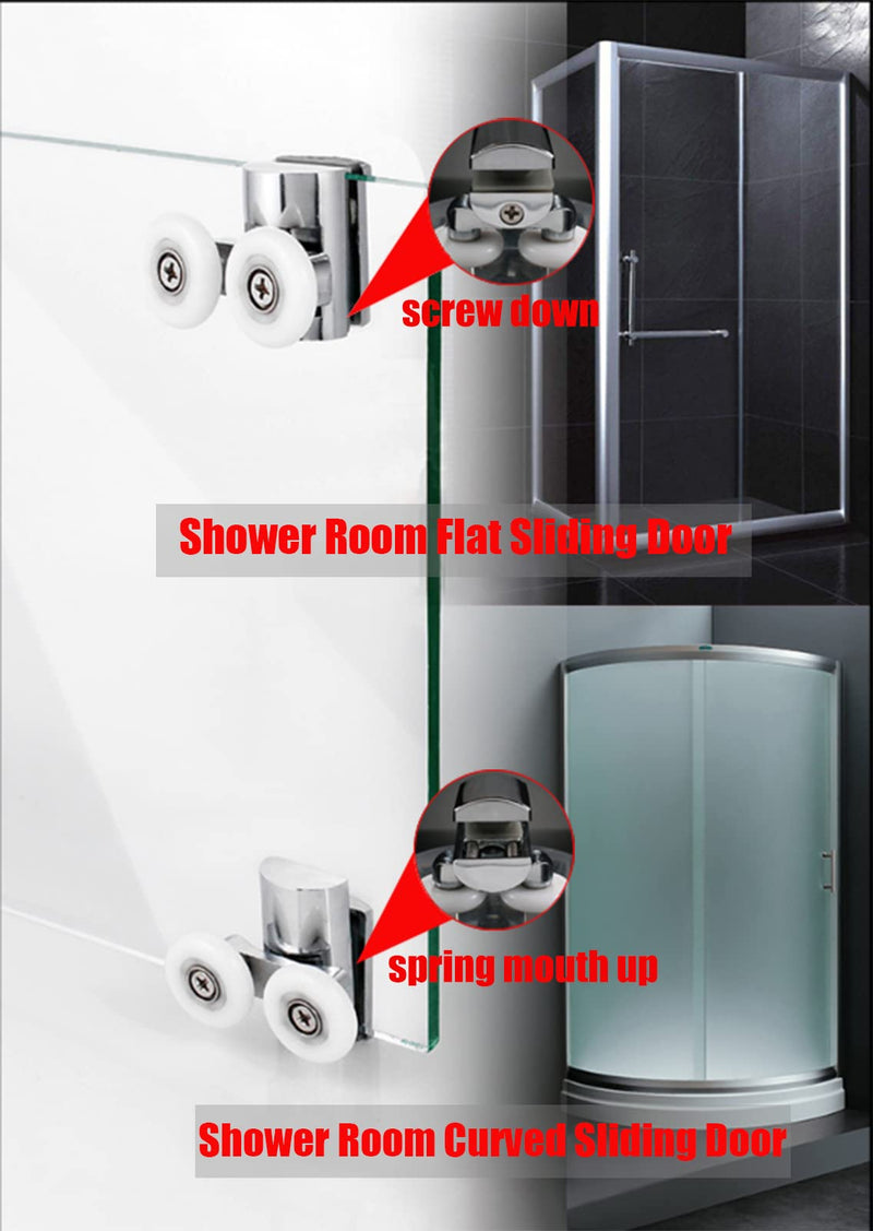 KAFENDA Zinc Alloy Shower Door Runners 23mm Twin Shower Door Rollers 2top 2bottom 4pcs Silver