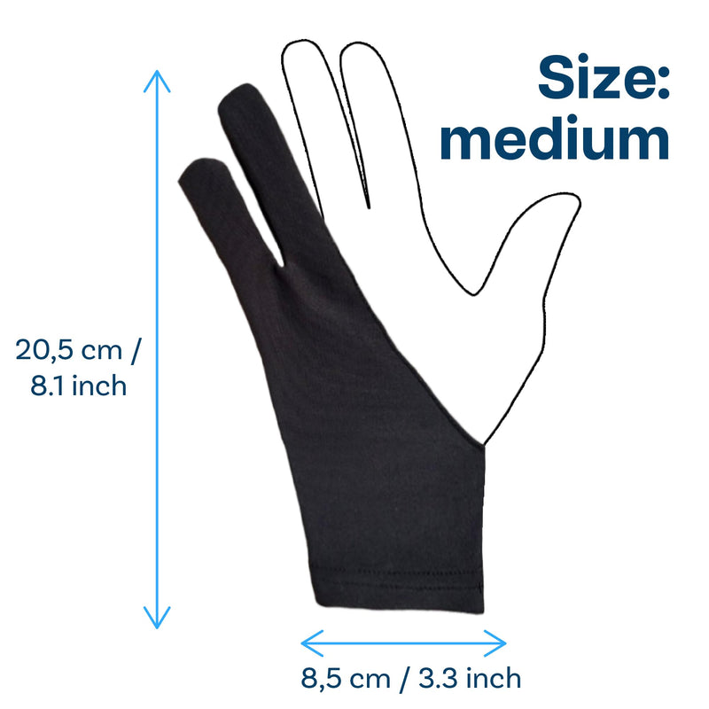 MMOBIEL Digital Drawing Glove – Artist Glove for Drawing Tablet, Paper Sketching etc. – Palm Rejection 3-Layer – Two Fingers Digital Drawing Glove Right and Left Hand – 2 Pack - Size Medium – Model A M - 2-Pack