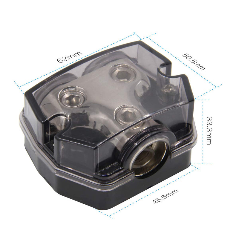 2 Way Power Distribution Block, 0/2/4 AWG Gauge in, 0/4/8/10 Gauge Out, Car Audio Stereo Amp Distribution Connecting Block for Audio Splitter (1x0GA+2x0GA) 1x0GA+2x0GA