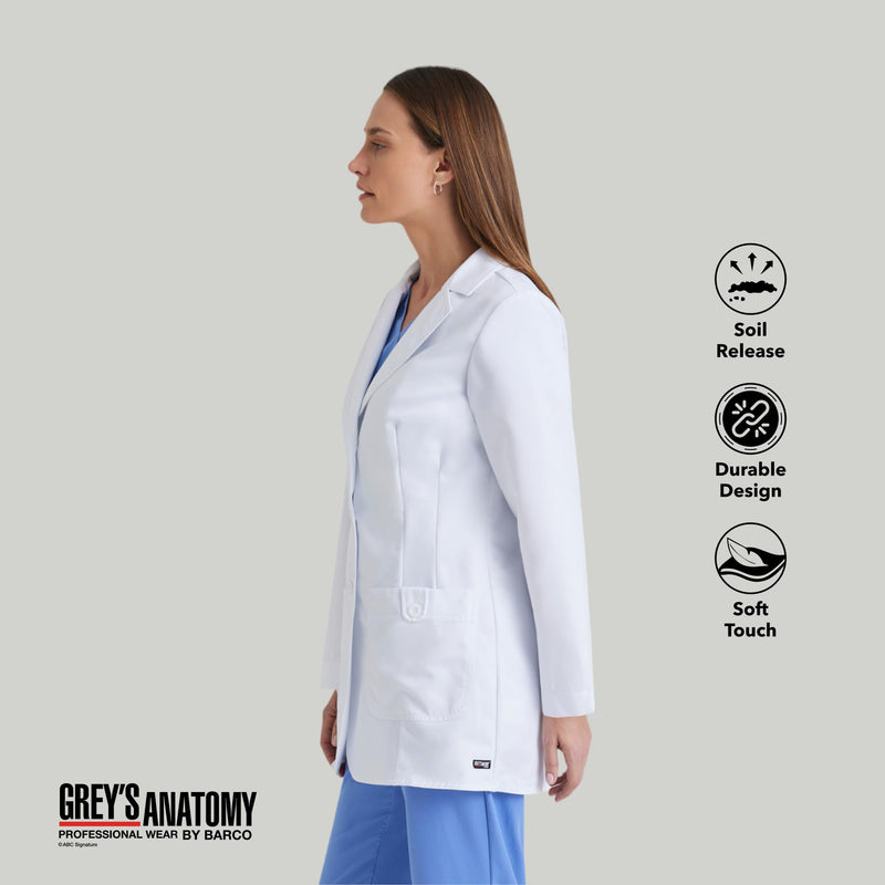Grey's Anatomy Women's 32 Inch Two Pocket Fitted Lab Coat Medium White