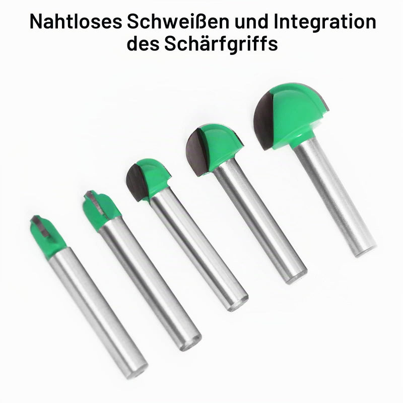 Shank Router, Hollow Chamfer Cutter, 6 mm, 5 Pieces, Round Nose Cove Core Box Milling Cutter, Woodworking Cutter, Carbide Woodworking Mill, Radius Cutter Ball Cutter, Green, 6 mm / 8 mm / 10 mm / 12 mm / 18 mm