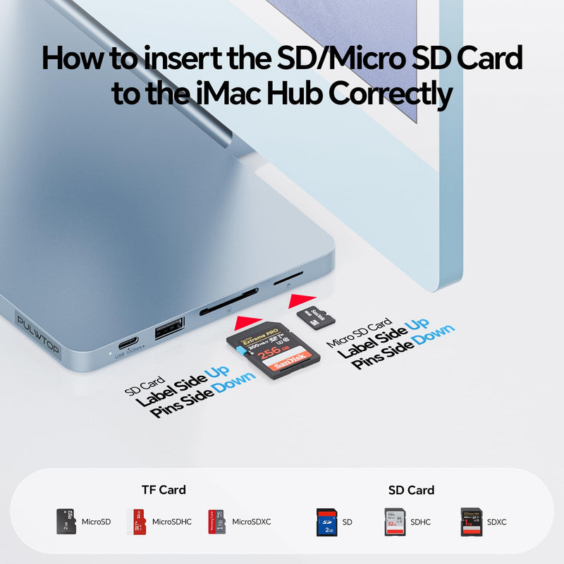USB C Hub for iMac 24 inch 2021 2023 2024, 8 in 1 iMac USB Hub with M.2 SSD Expansion (SSD Not Included), USB A/C 3.2 10Gbps, 2 USB A 2.0, SD/TF, iMacM1 M3 M4 Slim Dock Accessories