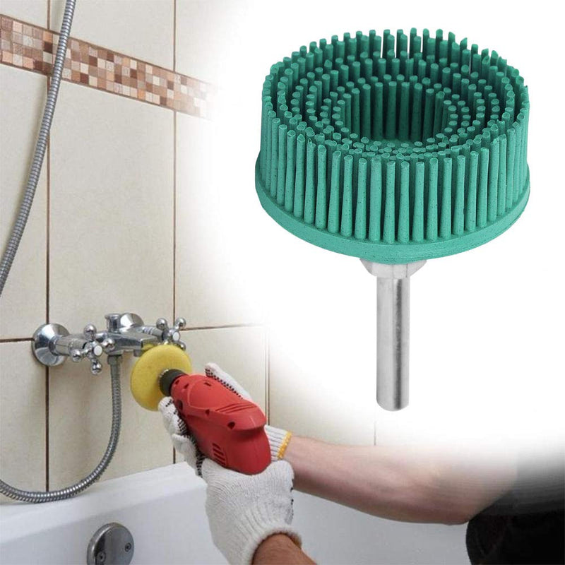 2 Inch Bristles, Grinding Brush, Polishing, 2 Inch Drill, Disc, Emery, Rubber Brush, Deburring, Polishing, Grinding Wheel for Removing Burr Grate, Green (Green)