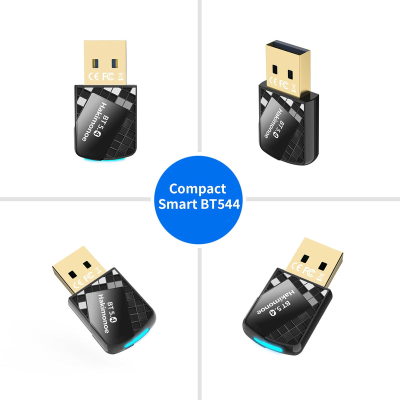 USB Bluetooth 5.4 Adapter Dongle for PC, Plug n Play for Laptop Desktop Windows 11 10 8.1, Wireless Multiple Connection Bluetooth Headphone Headset Speaker Keyboard Mouse Printer Controller