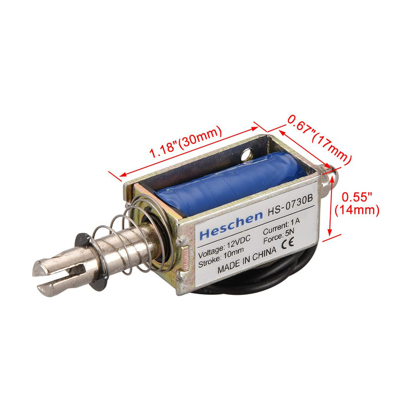 Hechen Electromagnet JF-0730B DC 12V 1A 5N 10mm Stroke Push Pull Type Open Frame