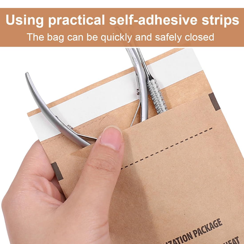 WeddHuis Pack of 100 Self-Adhesive Sterilisation Bags 130 x 200 mm for Autoclave Manicure Tattoo Pedicure Instruments