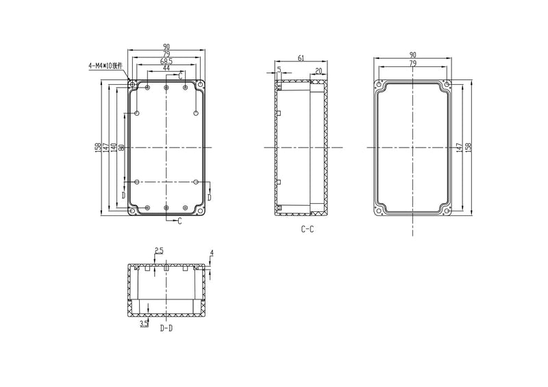 ABS Empty Housing Transparent 158 x 90 x 60 mm Industrial Housing IP66 Plastic Housing