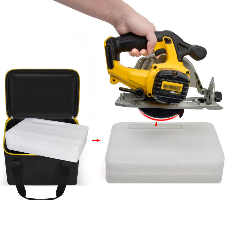 Universal Tool Bag for DEWALT 20V MAX Circular Saw DCS391B/DCS565B, for Makita XSS02Z 18V Sierra Circular - Case Only (Black) Yellow