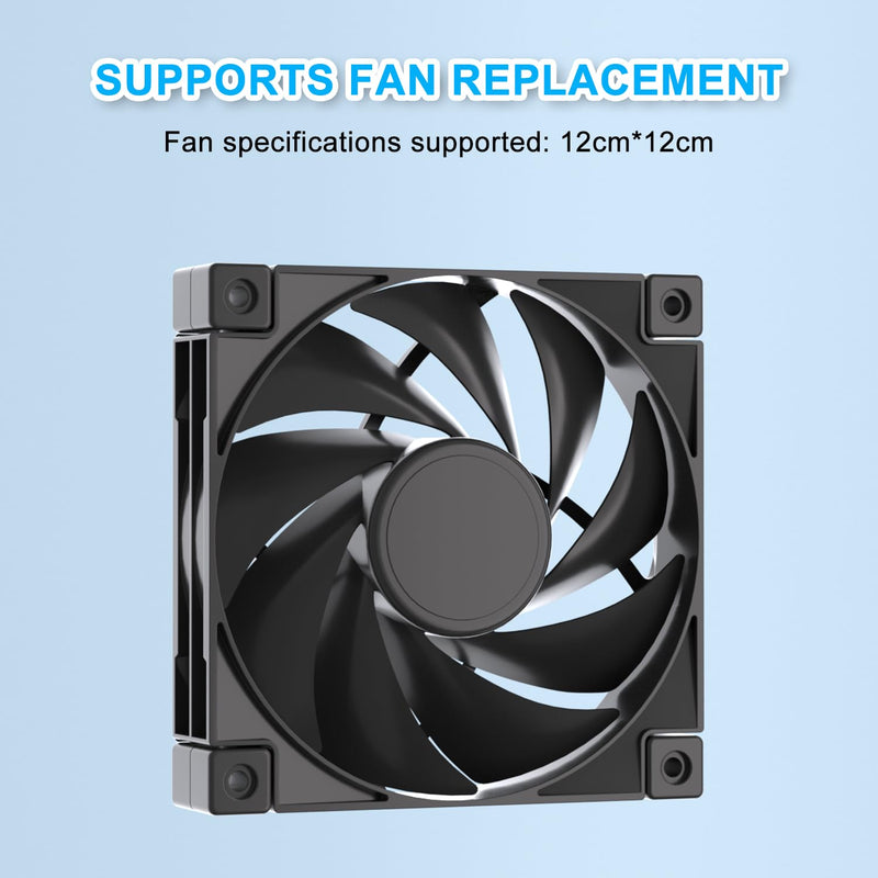 Quiet 120mm USB Fan, Aluminum Stand with Cooling Fan, Compatible with Mac mini - Desktop Organizer for Router, TV Box, Mini PC, Switch- Heat Dissipation Design for Home/Office Use (Black)