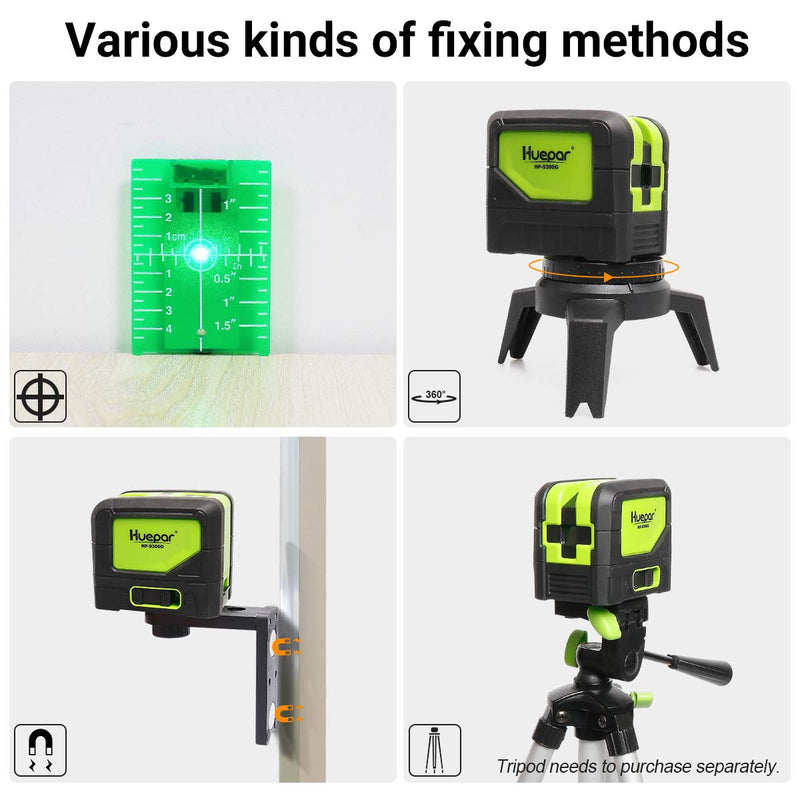 3 - Plumb Dot Laser Leveler Tool (No Laser Line), Huepar 3 Spots Laser Self-Leveling Green Plumb Bob for Soldering and Points Reference Positioning, 197Ft Working Range, Battery Included - 9300G 9300G Laser Level