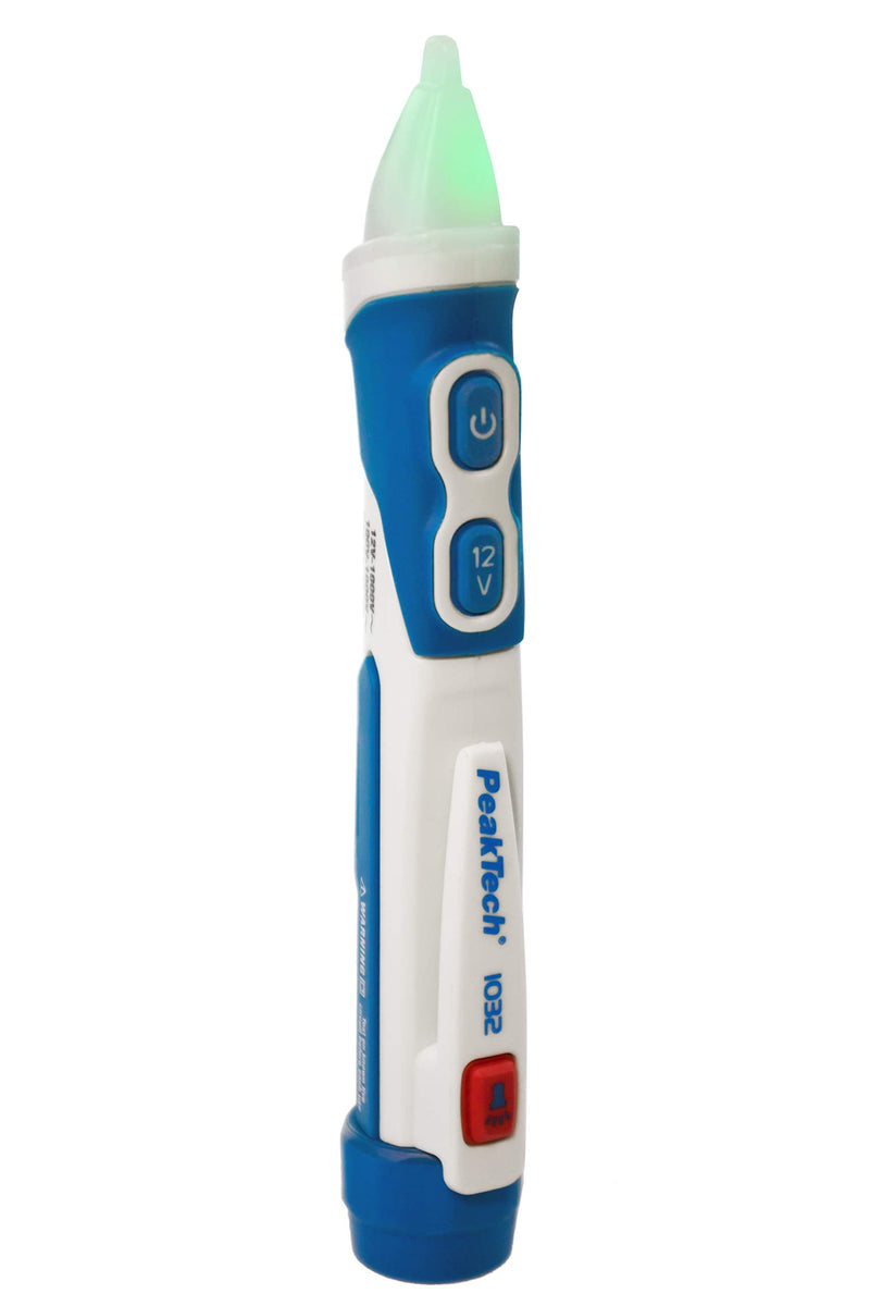 PeakTech 1032 - Contactless AC voltage tester with LED signal lamp & vibration, 12 - 1000 V AC operating range, non-contact voltage tester, current tester, pen multimeter - 160 x 28 mm single
