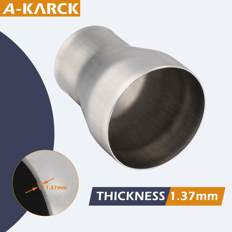 A-KARCK Stainless Steel Exhaust Adapter 2" ID to 3" OD, Exhaust Pipe Reducer 3.6" Overall Length ID 2'' to OD 3''