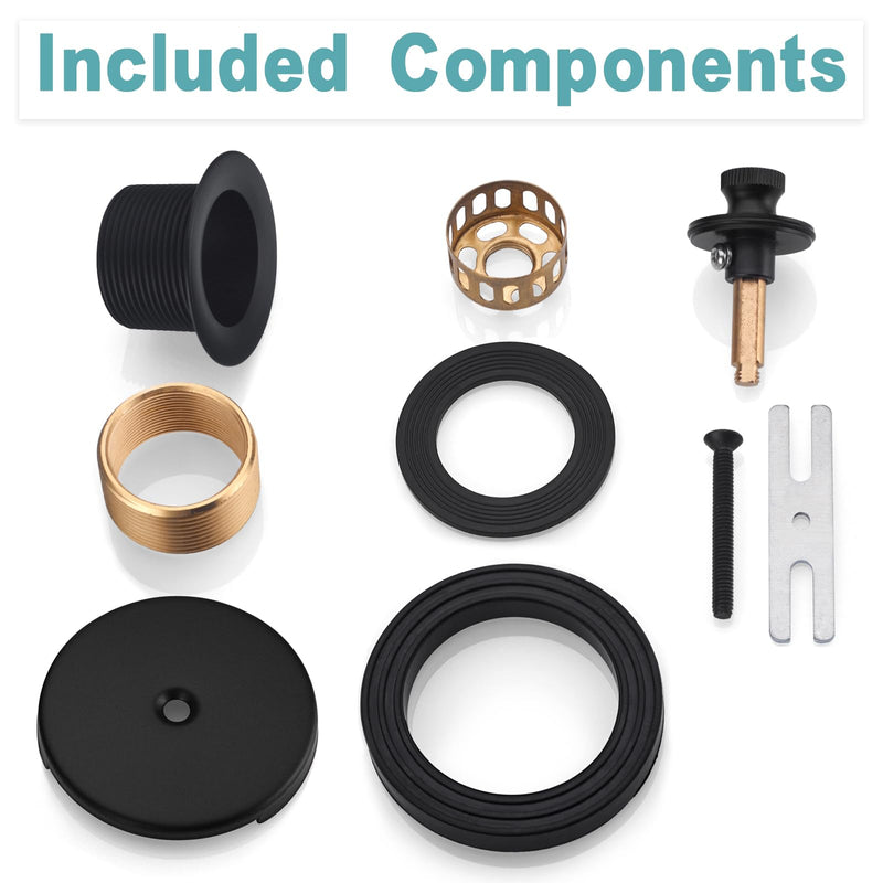 BESTILL Bathtub Drain Kit and Overflow Faceplate, Matte Black