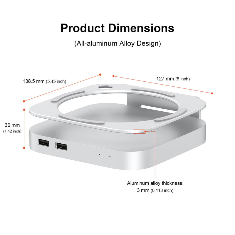 Qwiizlab 40Gbps Mac mini M4/M4 Pro Stand Hub with USB4 NVMe SSD Enclosure, USB-C Host, 3 USB-A 2.0, 3.5mm Audio, Supports M.2 PCIe up to 8TB, Compatible with Thunderbolt 4/5
