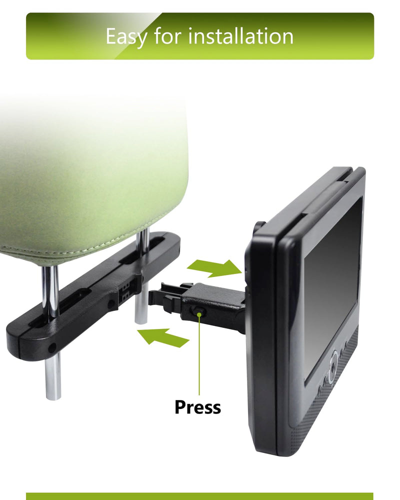 Car Headrest Mount Holders for Dual Screen Portable DVD Player, Seat Headrest Brackets for WONNIE/NAVISKAUTO/Sylvania Portable DVD Player, Car DVD Player Headrest Mounts (1 Set) 1 Set