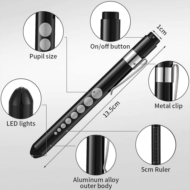 Newaner Diagnostic Light Pupil Light Penlight (3 PIECES), Reusable Diagnostic LED Pen Lamp Flashlight Light Pen with Pocket Clip for Students